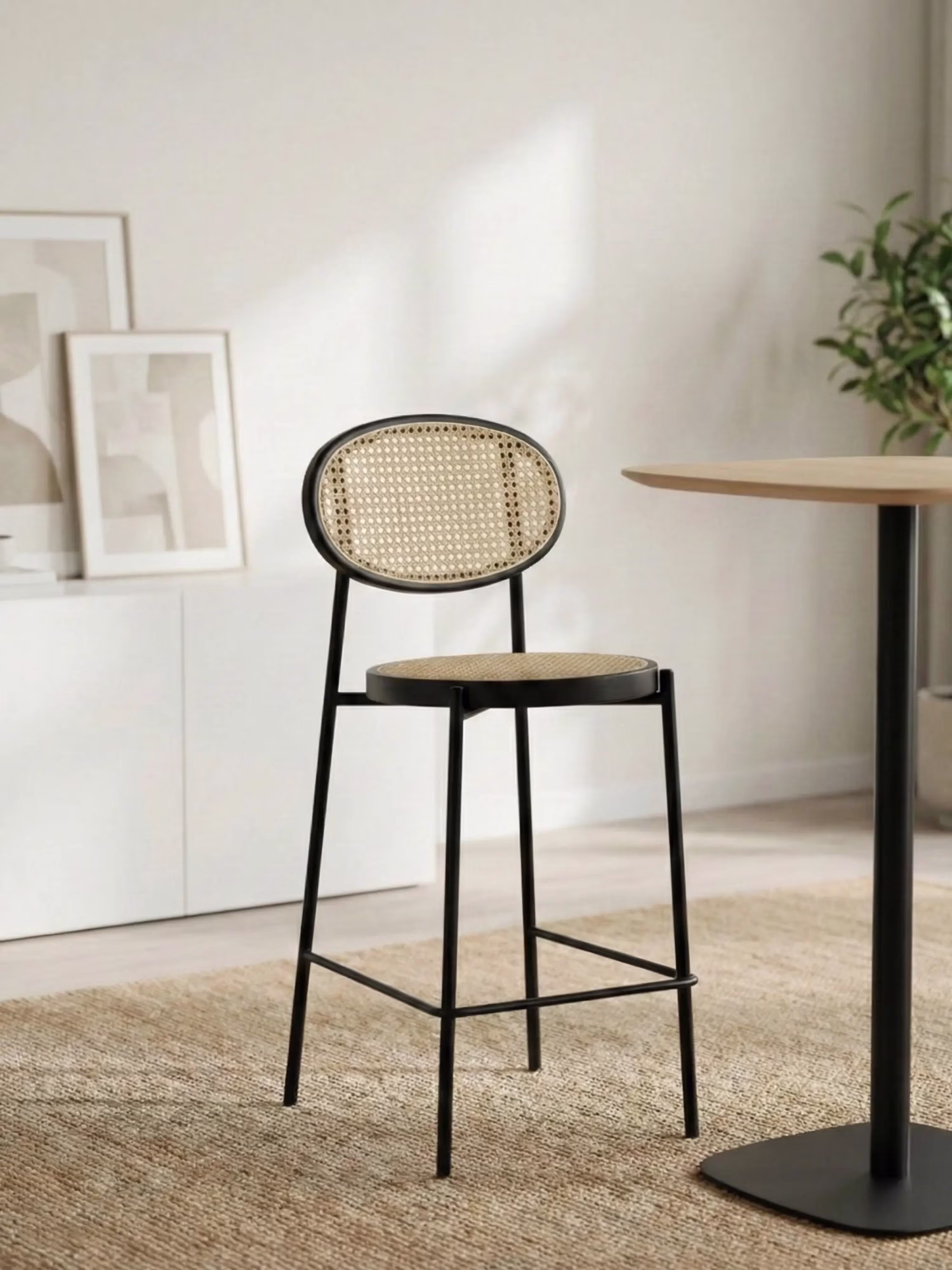 hocker Vintage mit klassischem Design aus natürlichem Rattan (65cm) North NEST DREAM - 1