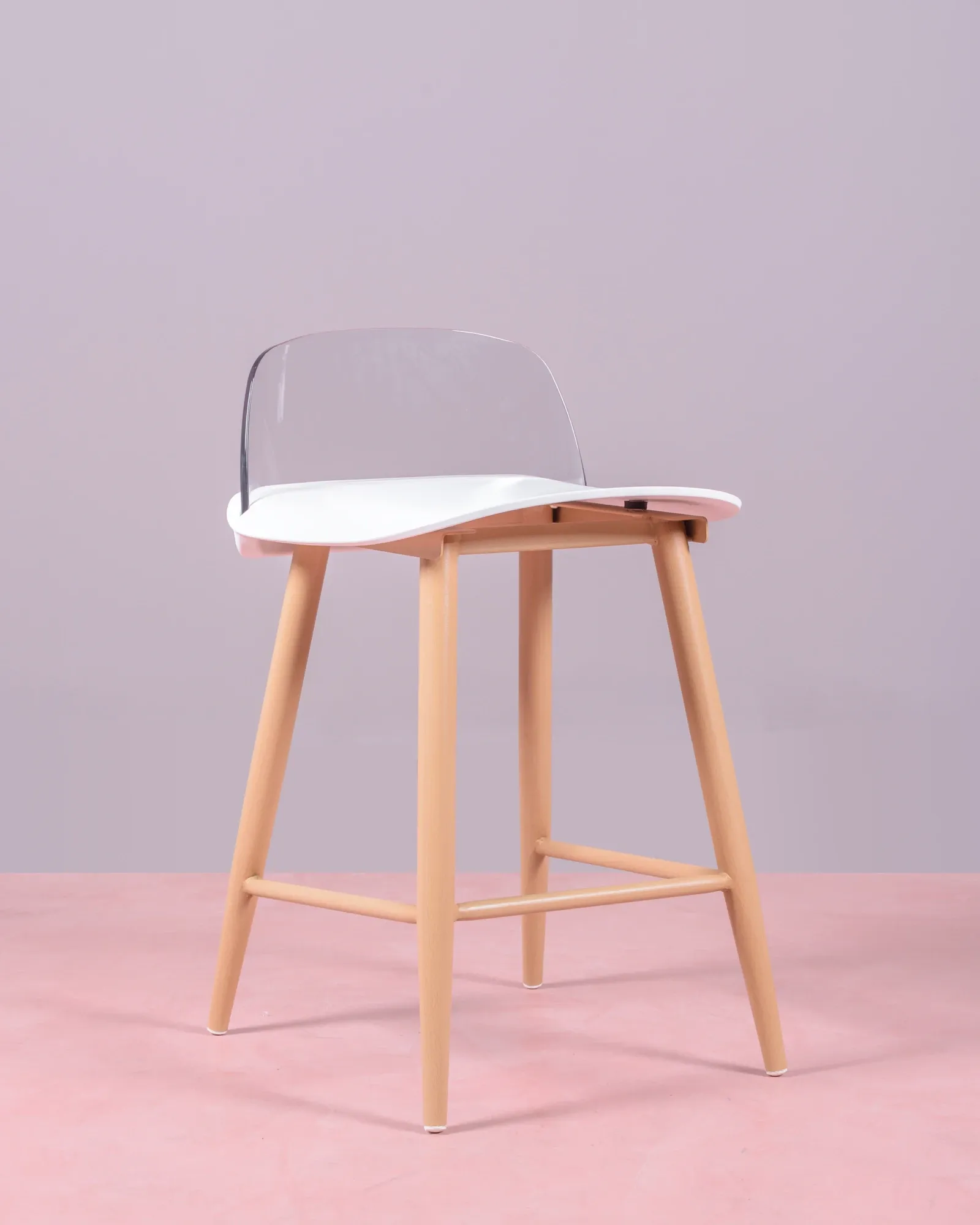 Tabouret nordique avec dossier transparent (63cm) | Magasin Dream Nest