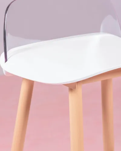 Tabouret nordique avec dossier transparent (63cm) | Magasin Dream Nest