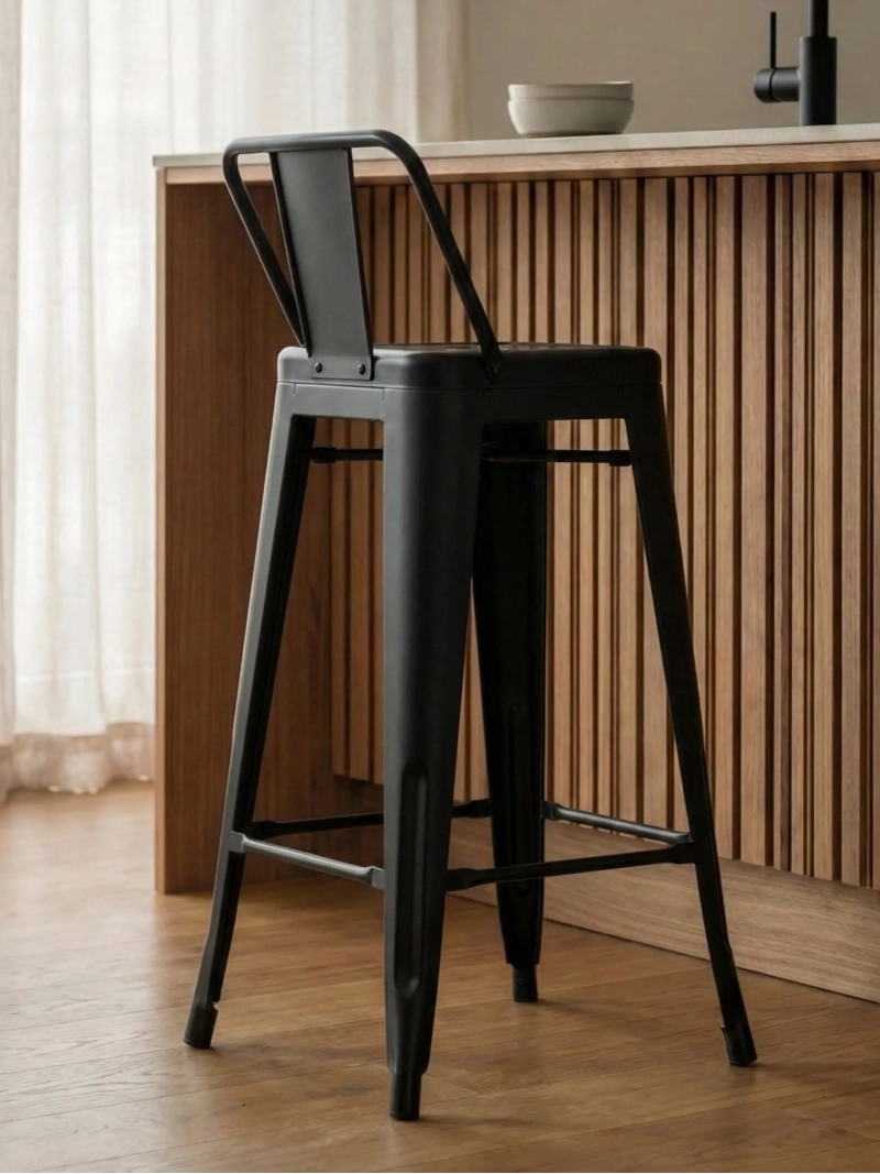 Industrial metal stool with low backrest (66cm) - Bistro NEST DREAM - 13