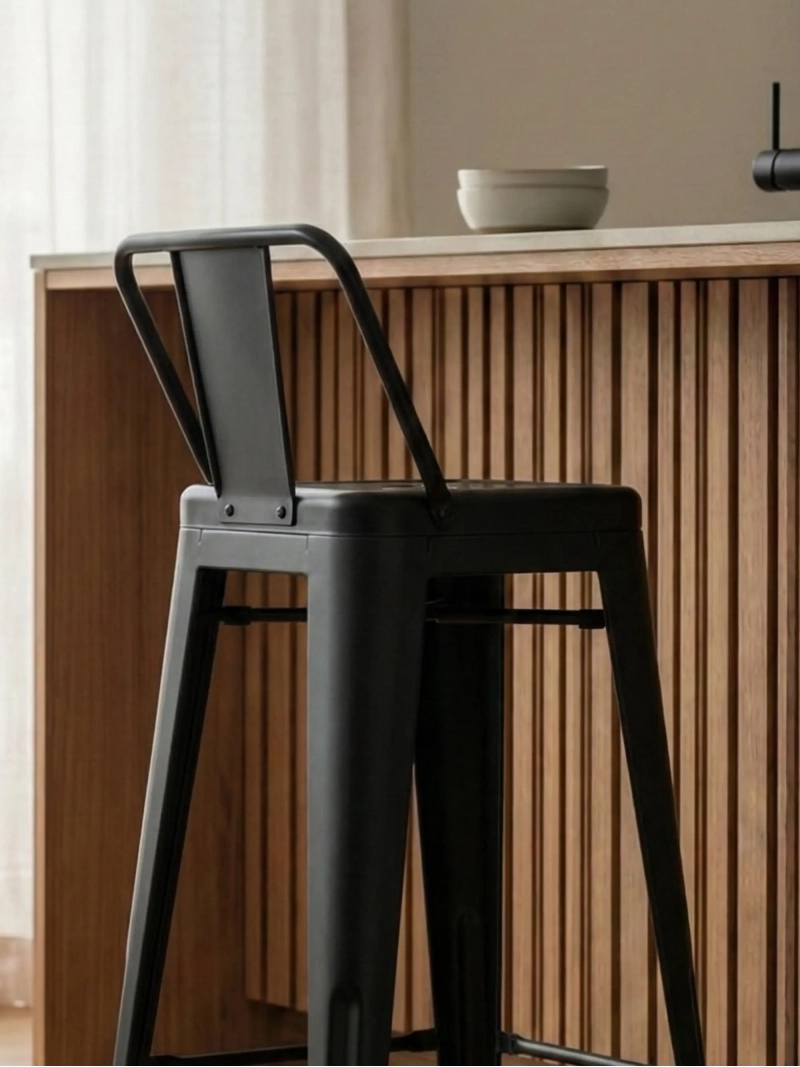 Industrial metal stool with low backrest (66cm) - Bistro NEST DREAM - 17