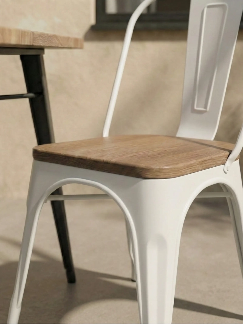Kovinski stol s sedežem iz brestovega lesa - Bistro NEST DREAM - 10