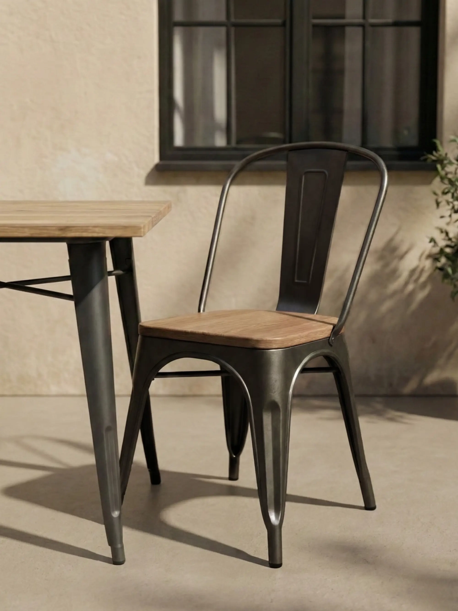 Fém szék szilfa ülőfelülettel - Bistro NEST DREAM - 1