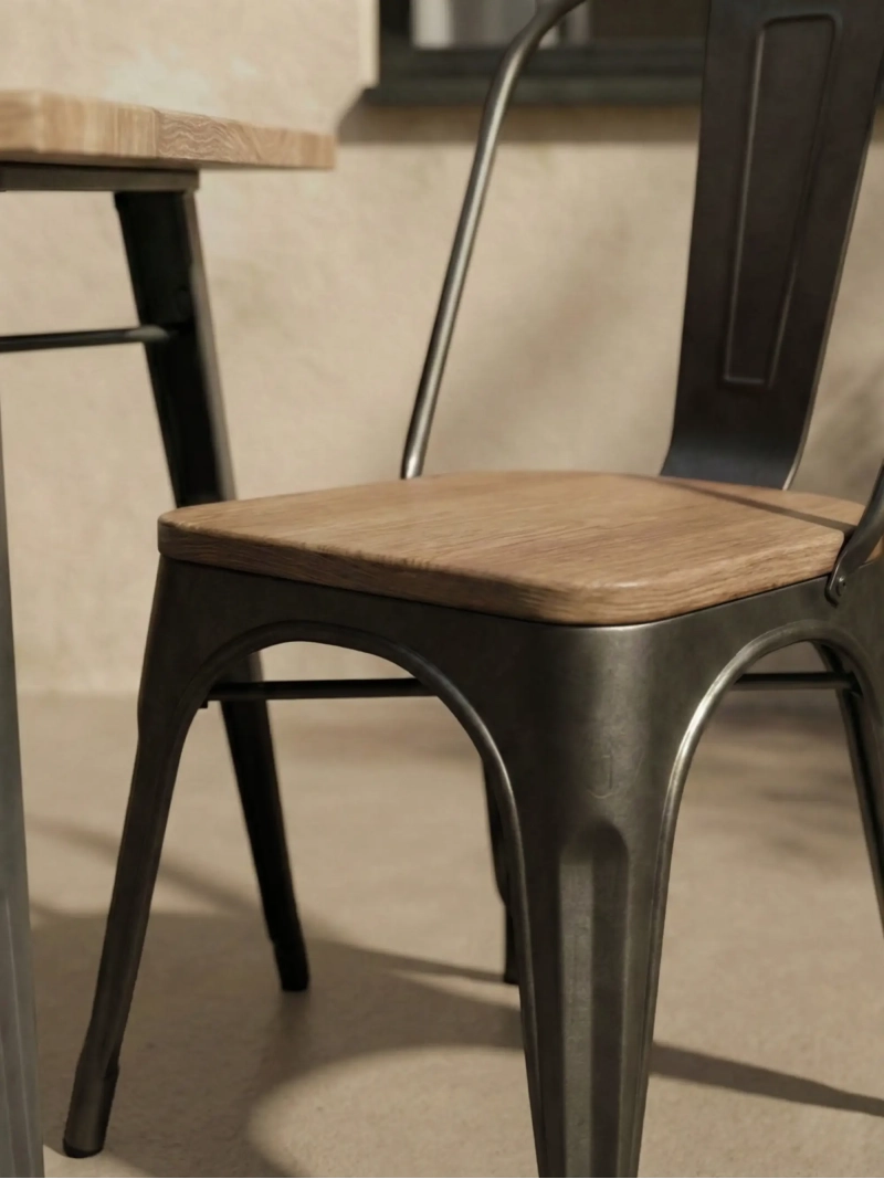 Silla metálica con asiento de madera de olmo - Bistro NEST DREAM - 5