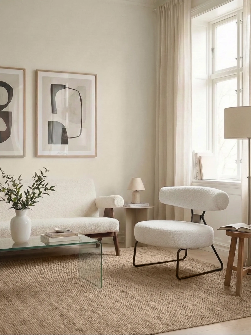 Designlænestol betrukket med bouclé og stålben - Oxford NEST DREAM - 1