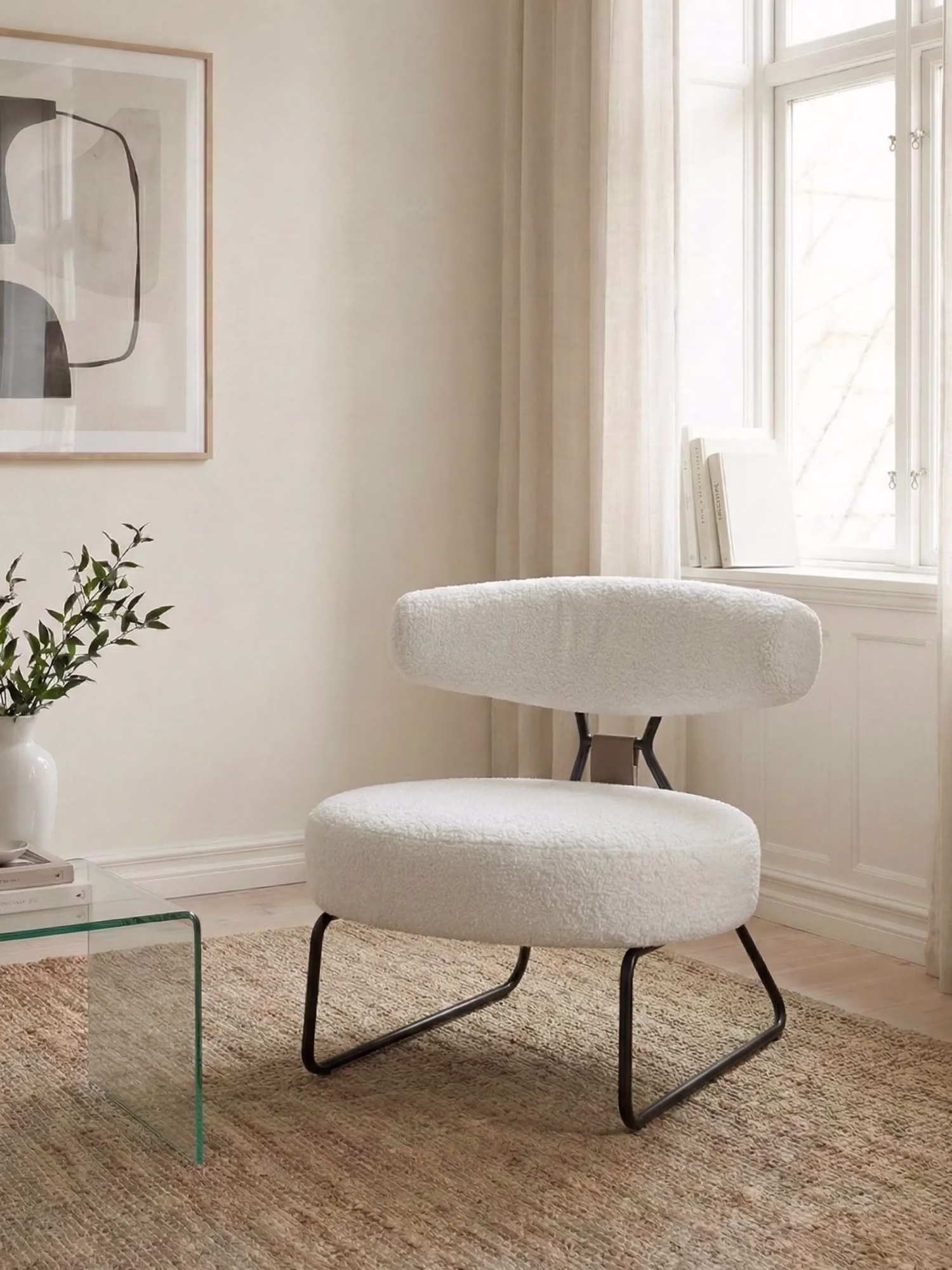 Fotoliu design tapițat în bouclé și picioare din oțel - Oxford NEST DREAM - 1