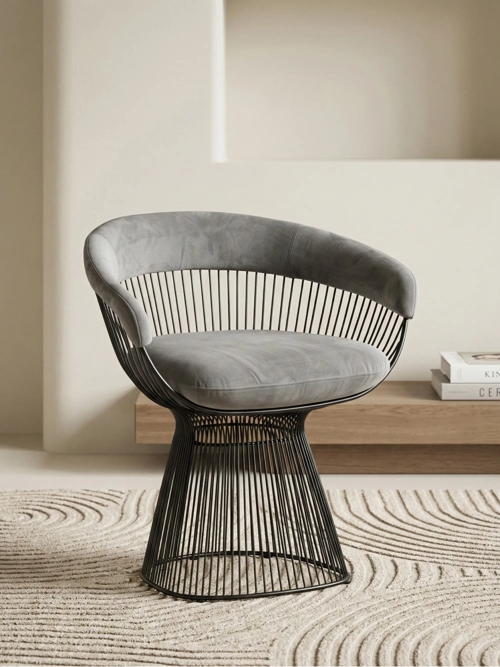 Design karosszék bársony kárpitozással, acélszerkezettel - Albert NEST DREAM - 1
