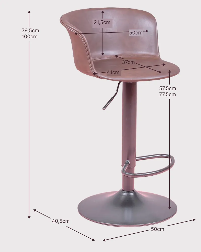 Adjustable stool with backrest and armrests | 5 years warranty