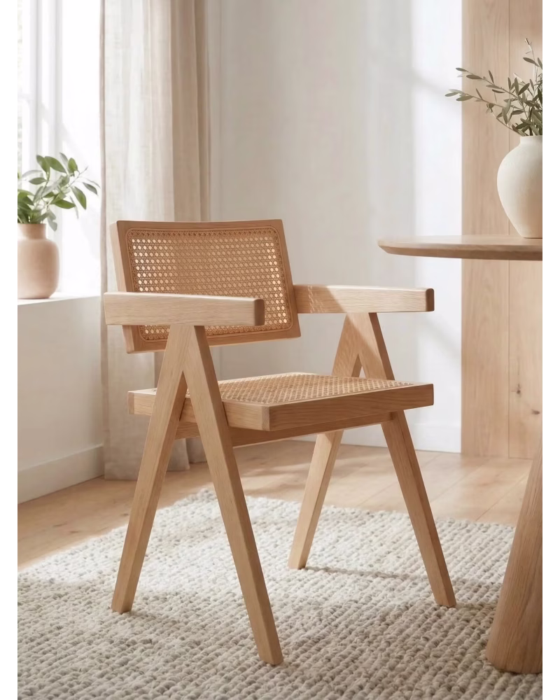 Klassischer Stuhl mit Armlehnen aus natürlichem Rattan und Eschenholz - Compass NEST DREAM - 1