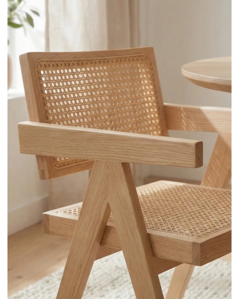 Klasszikus szék karfával, természetes rattan és kőrisfa - Compass NEST DREAM - 9
