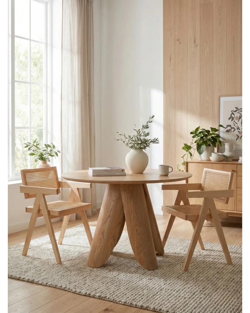 Chaise classique avec accoudoirs en rotin naturel et bois de frêne - Compass NEST DREAM - 4