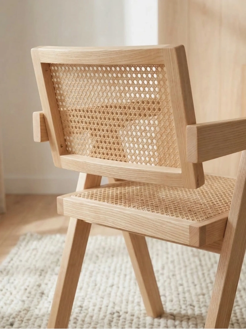 Classic chair with armrests in natural rattan and ash wood - Compass NEST DREAM - 1