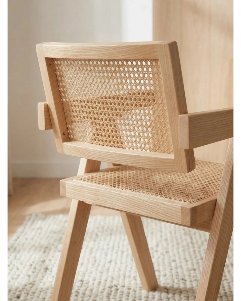 Klassieke stoel met armleuningen in naturel rotan en essenhout - Inklapbaar Compass NEST DREAM - 3