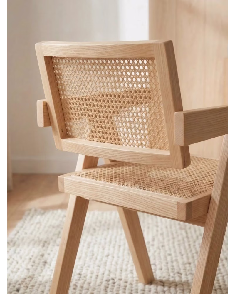 Scaun clasic cu brațe din rattan natural și lemn de frasin - Compass NEST DREAM - 3