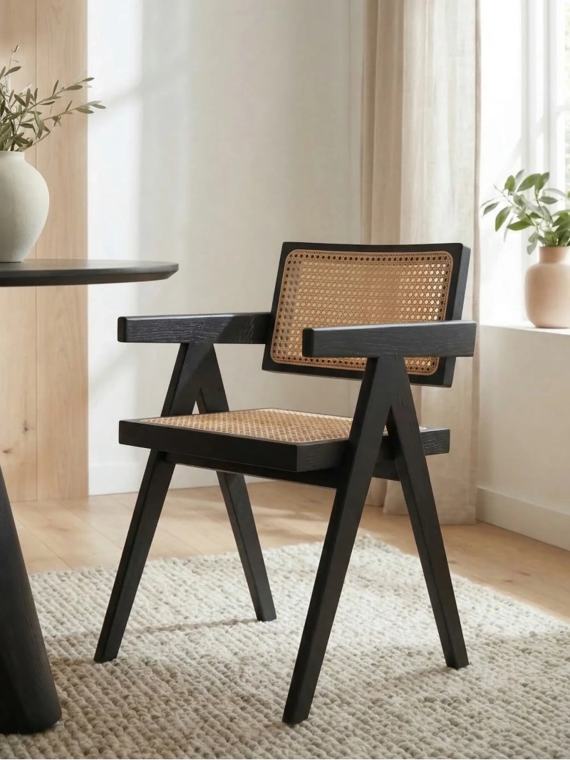 Scaun clasic cu brațe din rattan natural și lemn de frasin - Compass NEST DREAM - 12