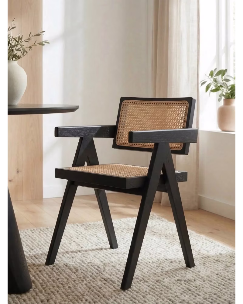 Klassieke stoel met armleuningen in naturel rotan en essenhout - Inklapbaar Compass NEST DREAM - 16