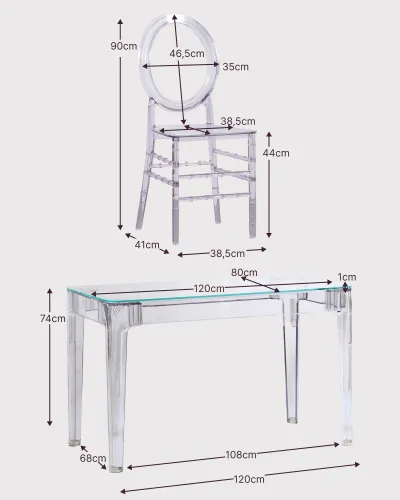 Pacote Mesa Fantasma 120cm E 4 Cadeiras Felipe Fantasma | Frete grátis | Nest Dream