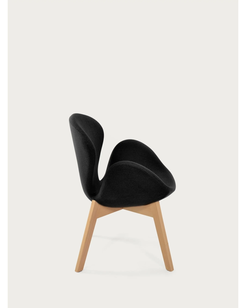 Nordic design fauteuil met essenhouten onderstel - Swart NEST DREAM - 16