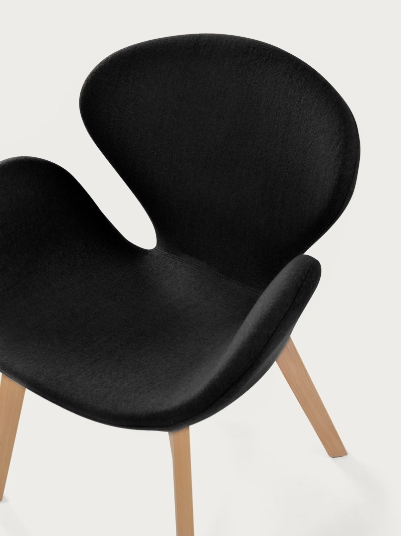 Nordic design fauteuil met essenhouten onderstel - Swart NEST DREAM - 11