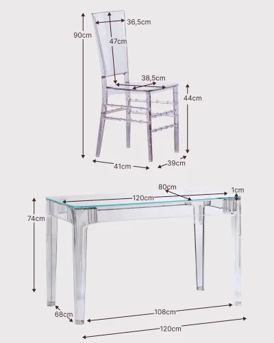 Pack Ghost Table 120 cm ja 4 Felipe Ghost -tuolia - Ilmainen toimitus Nest Dream