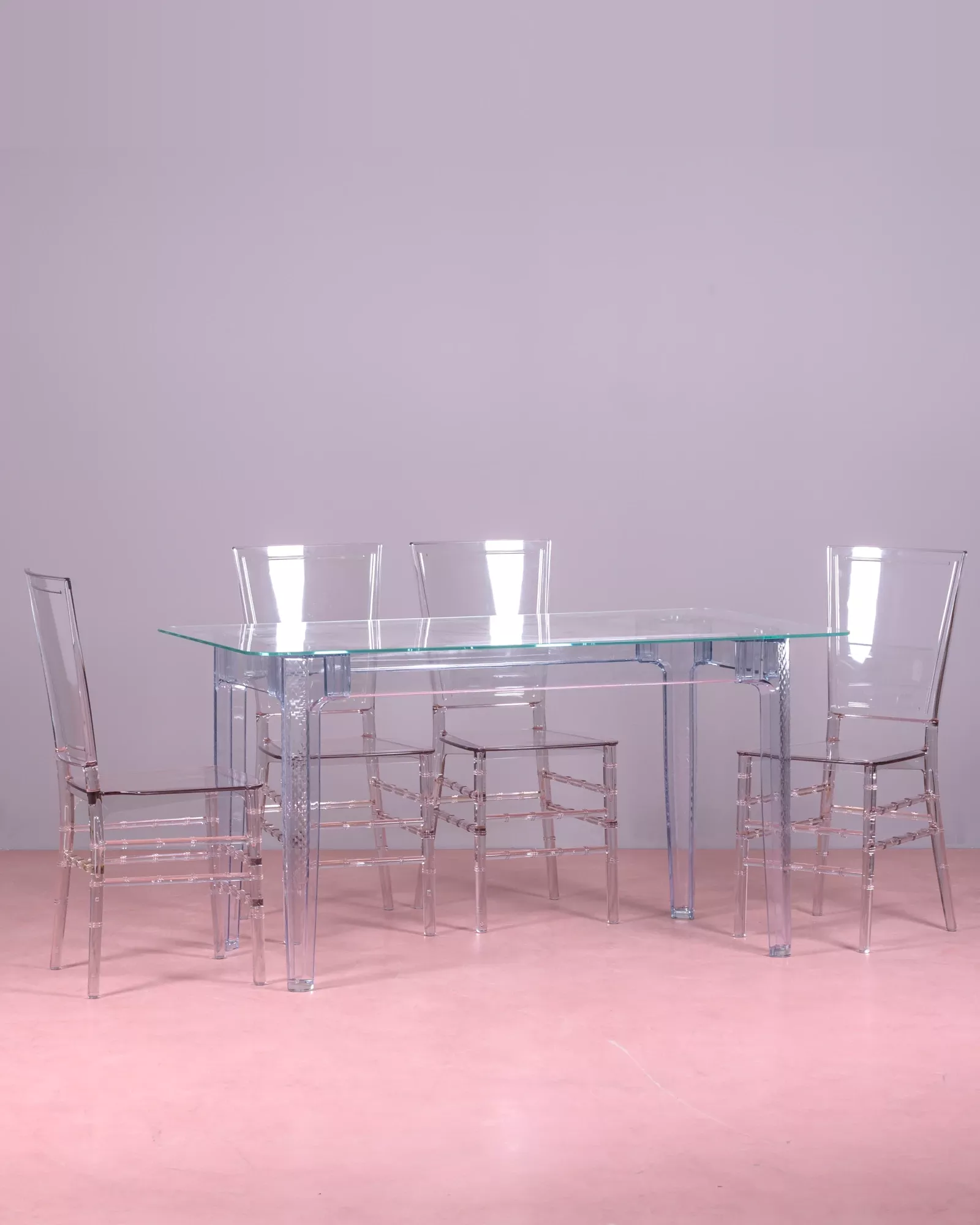 Pack Ghost Table 120cm And 4 Felipe Ghost Chairs Free shipping Nest