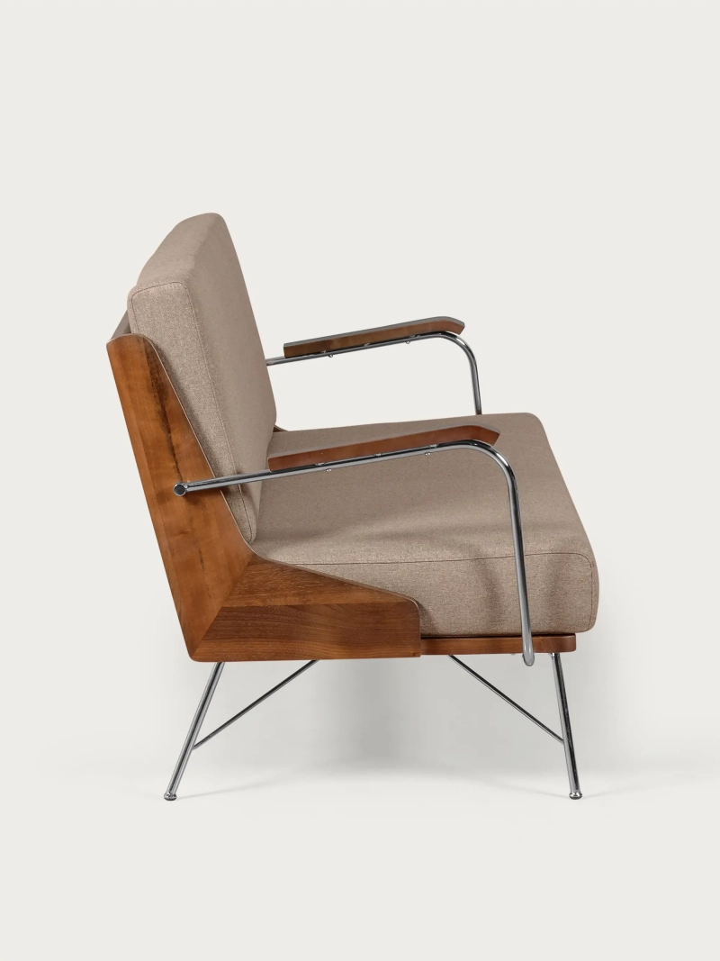 Industrialna sofa z drewna orzechowego i bawełnianej tapicerki - Daneu NEST DREAM - 1