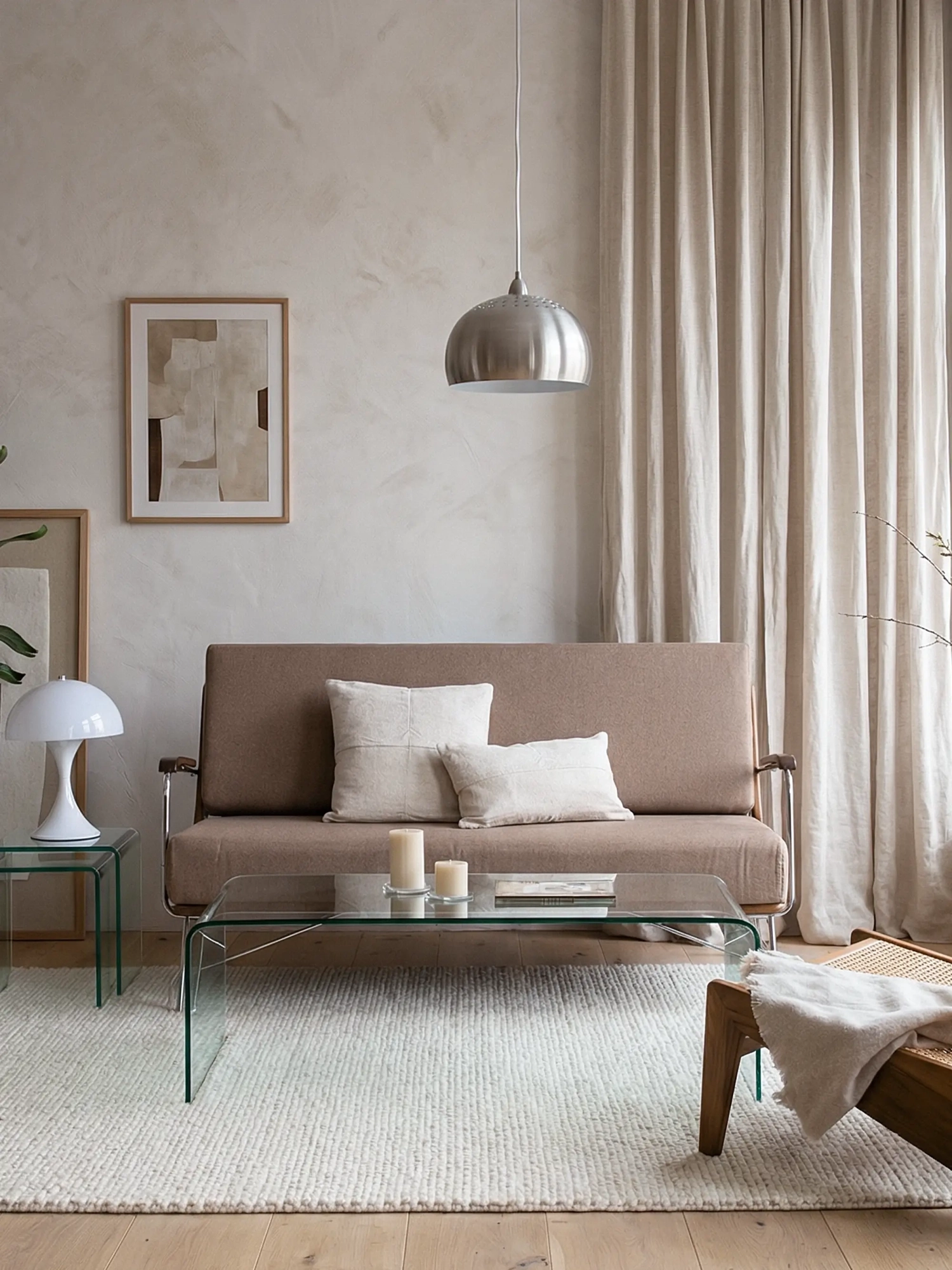 Industrialna sofa z drewna orzechowego i bawełnianej tapicerki - Daneu NEST DREAM - 1