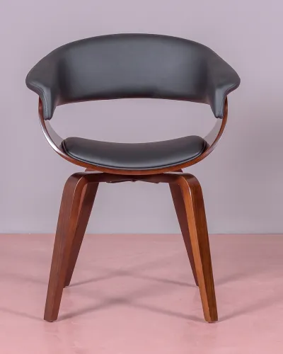 Sillón en madera de nogal y cojín de polipiel | Envío gratuito