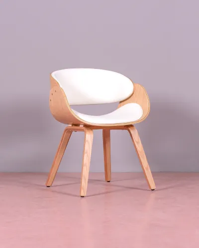 Fauteuil in licht hout met kunstleren kussen | Nest Dream