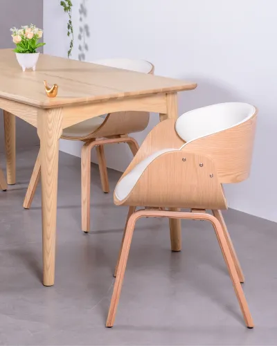 Nordic light wood stol med läderkudde | Nest Dream