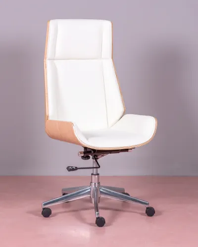 Highback office chair in maple wood with leatherette | Free shipping