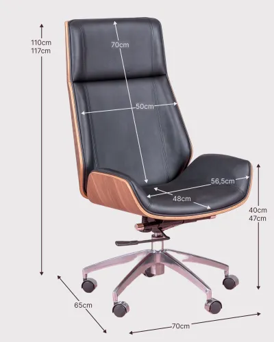 Highback office chair in maple wood with leatherette | Free shipping