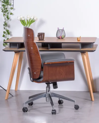 Office chair for executives in dark wood | Free shipping