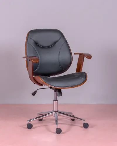 Silla de oficina de diseño con madera oscura de nogal | Envío gratis