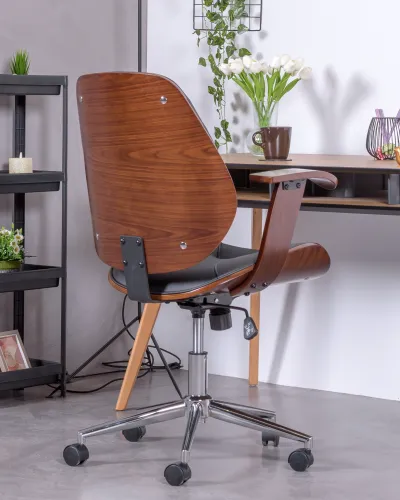 Silla de oficina de diseño con madera oscura de nogal | Envío gratis