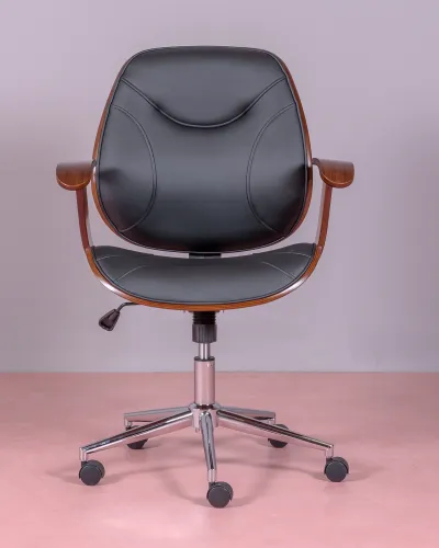 Silla de oficina de diseño con madera oscura de nogal | Envío gratis