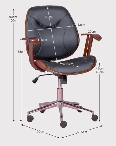 Silla de oficina de diseño con madera oscura de nogal | Envío gratis