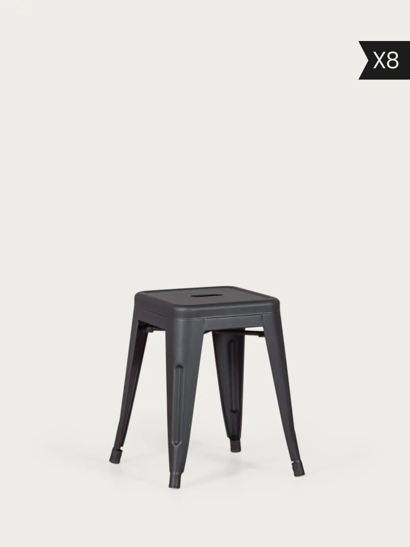 Set da 8 sgabello industriale in acciaio basso (45 cm) - Bistro x8