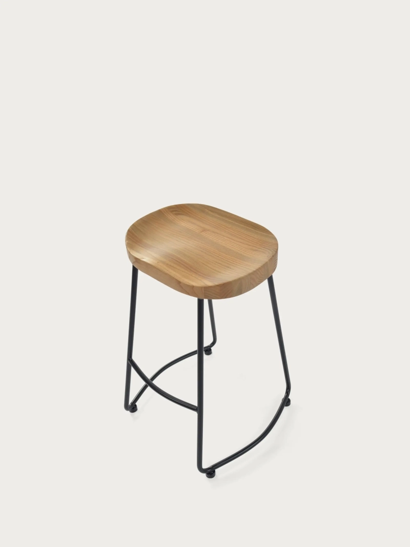 Taburete alto industrial Portland | Madera maciza de olmo