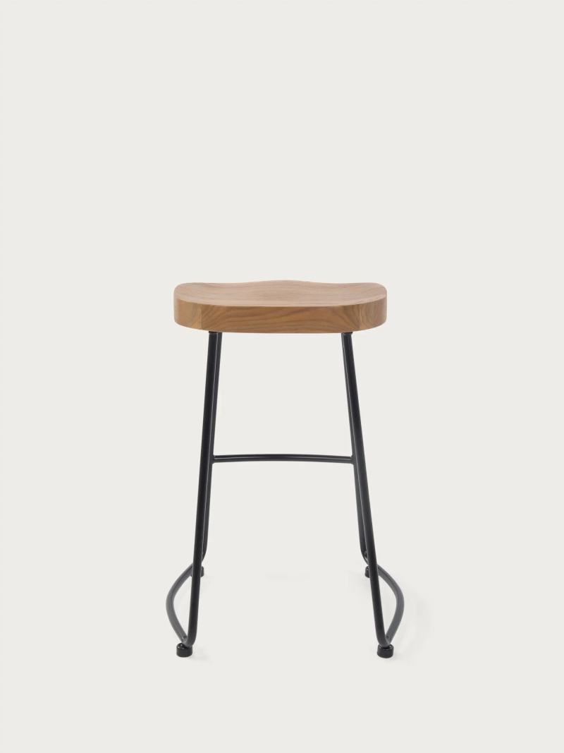 Tabouret de bar haut industriel Portland | Bois d'orme massif