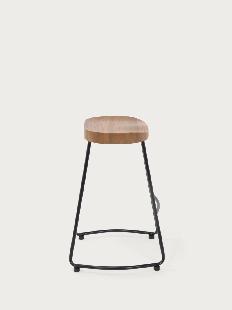 Industrieller hoher Barhocker Portland | Massiv Ulmenholz