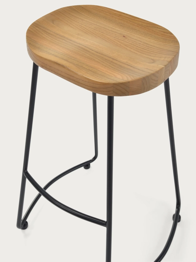 76cm Industrial High Bar Stool Portland | Madeira maciça real