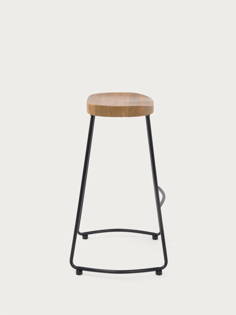 tabouret de bar haut industriel 76cm Portland | Bois massif véritable