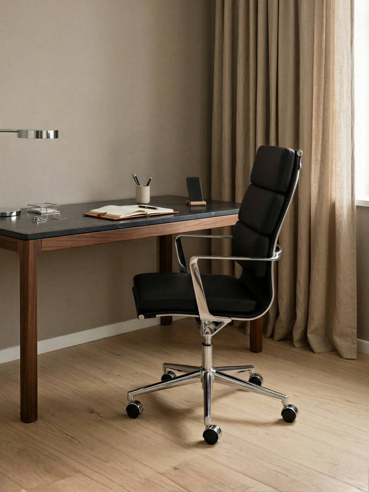 Siège de bureau Alu S à haut dossier en éco-cuir et roulettes : : Siège de bureau Alu S Nest Dream