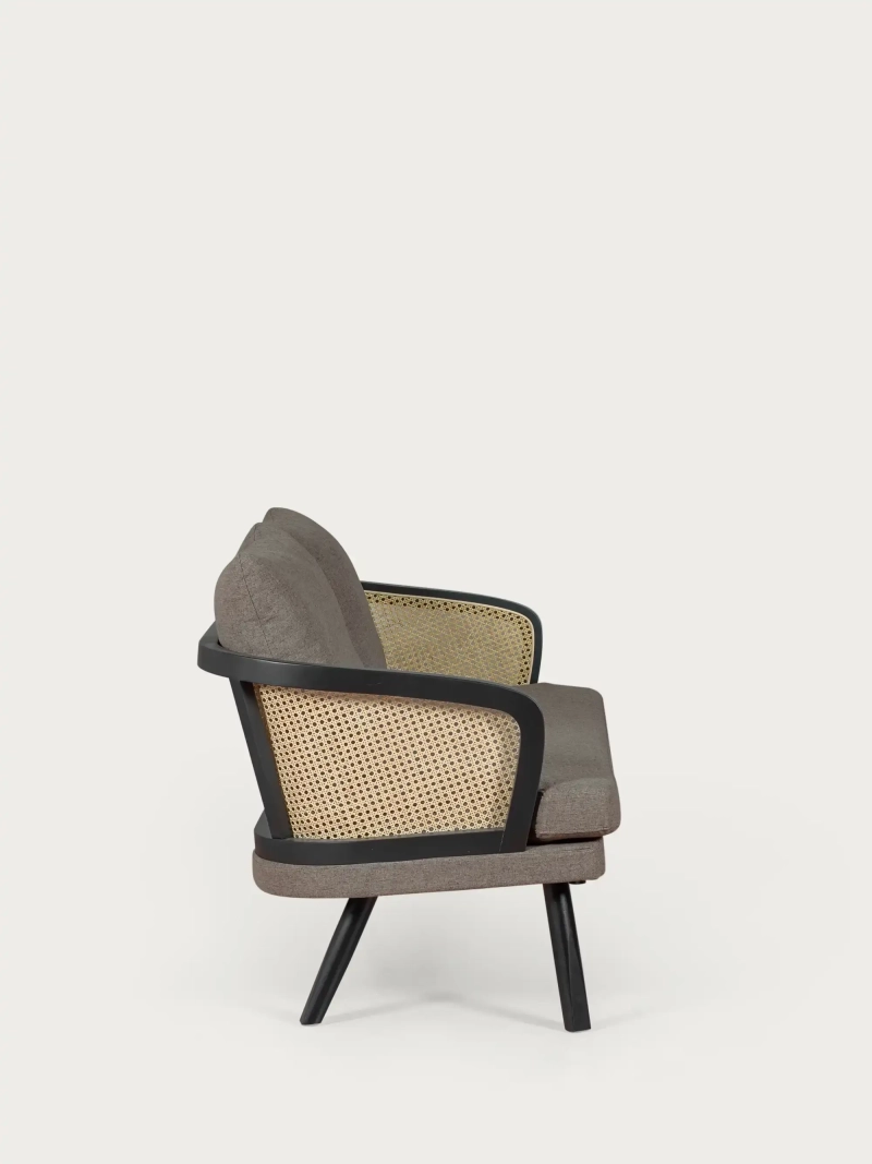 Vintage retro-sofa i naturlig rattan og bomuldspude Leeds NEST DREAM - 7