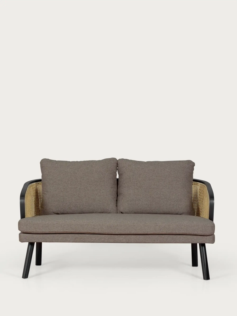 Sofa retro w stylu vintage z naturalnego rattanu i bawełnianą poduszką - Leeds NEST DREAM - 6