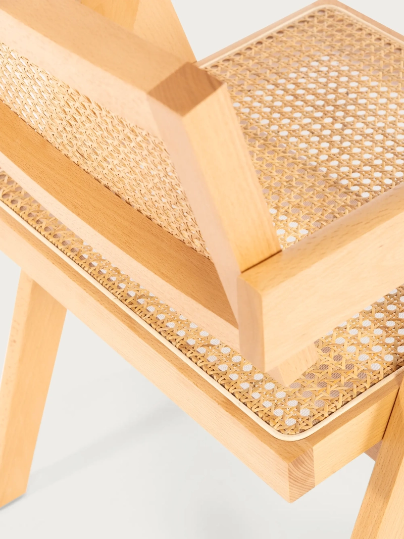 Silla Compass fresno y ratán con reposabrazos | Nest Dream