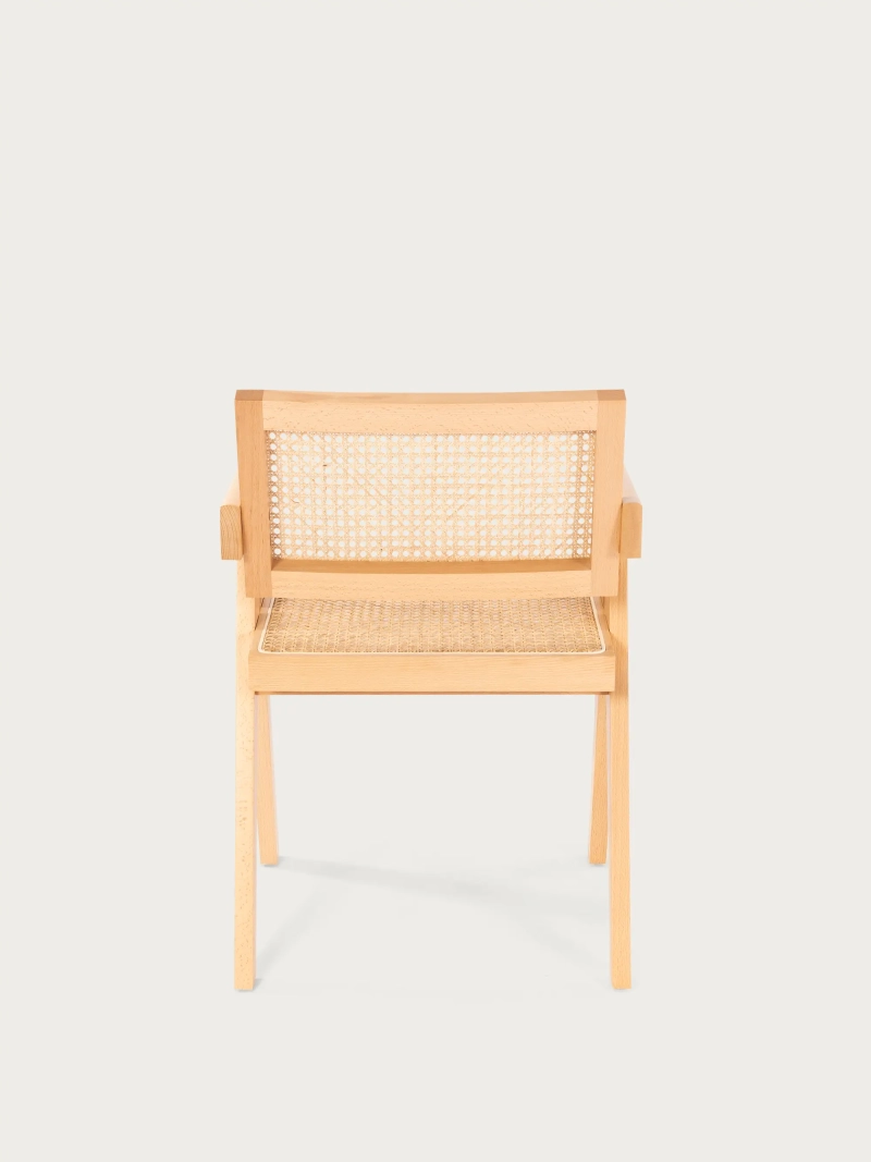 Klassisk stol med armlæn i naturlig rattan og asketræ - Compass NEST DREAM - 1