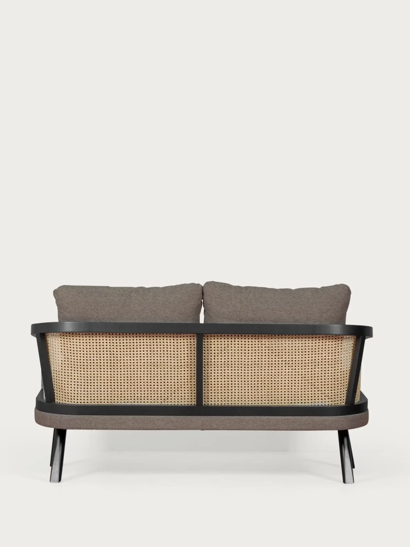 Vintage retro bank in natuurlijk rotan en katoenen kussen - Leeds NEST DREAM - 1