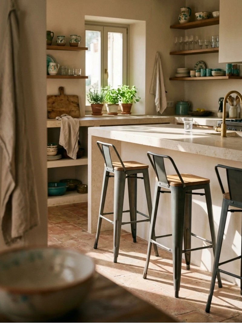 Bistro high bar stool with backrest | Stability and design